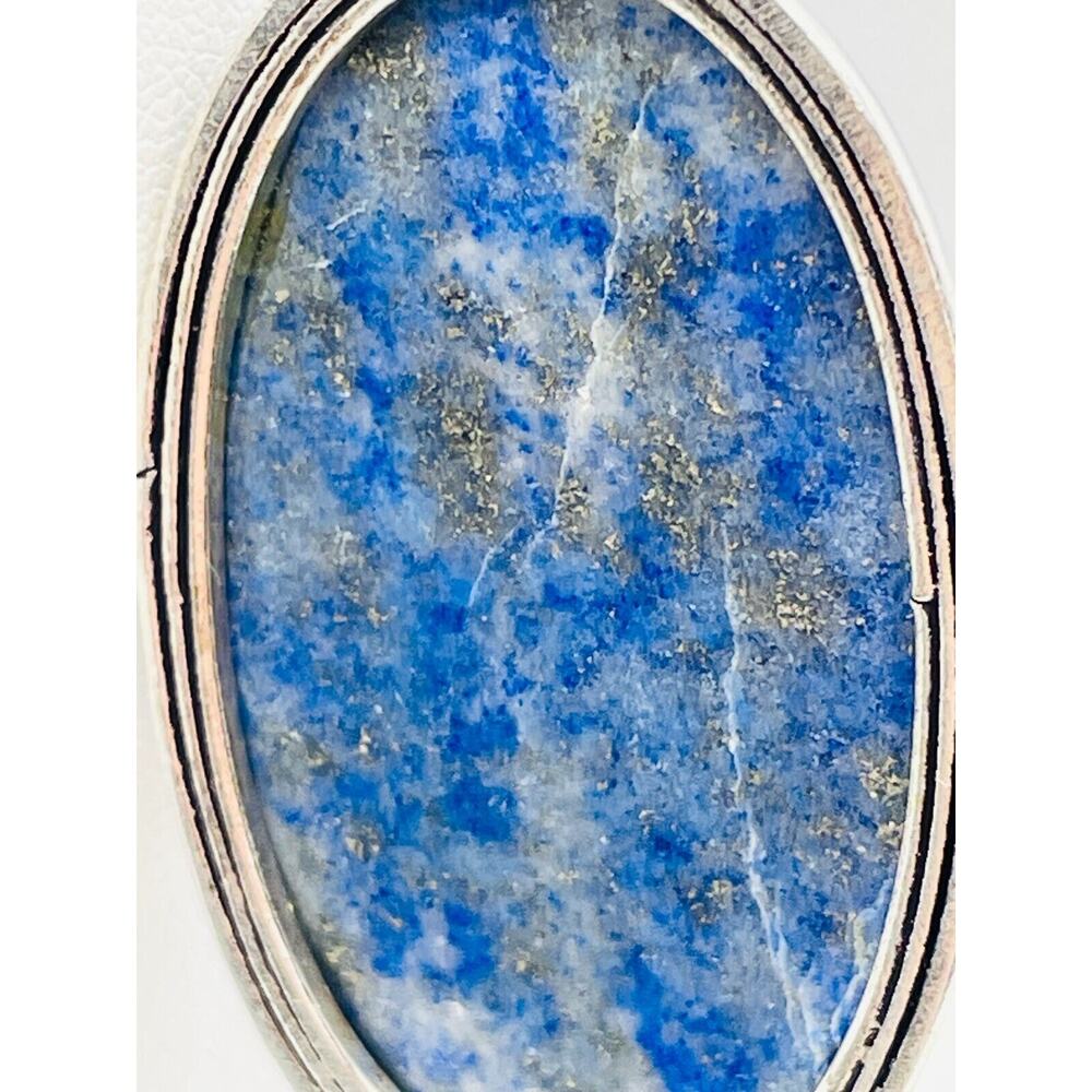 Lapis Lazuli Pendant Sterling Silver Necklace 24" Box Chain 925 Blue Gemstone - Picture 8 of 13